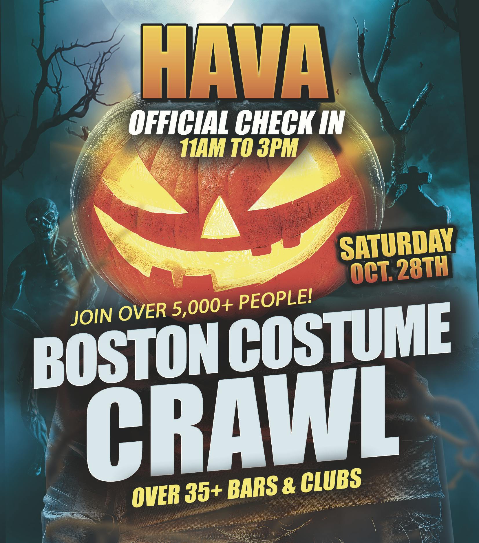Hava SaturdayDay Time at Boston Halloween Parties Saturday, Oct 28