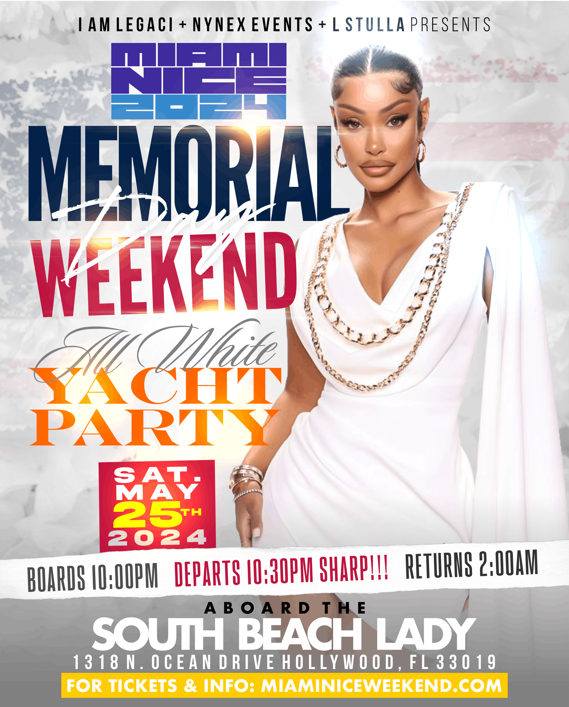 Miami Nice 2024 Memorial Day Weekend Annual All White Yacht Party at