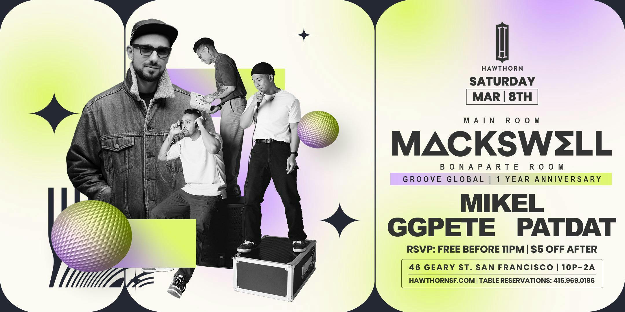 Mackswell + Groove Global 1 Year Anniversary at Hawthorn - Saturday, Mar 8 2025 | Discotech