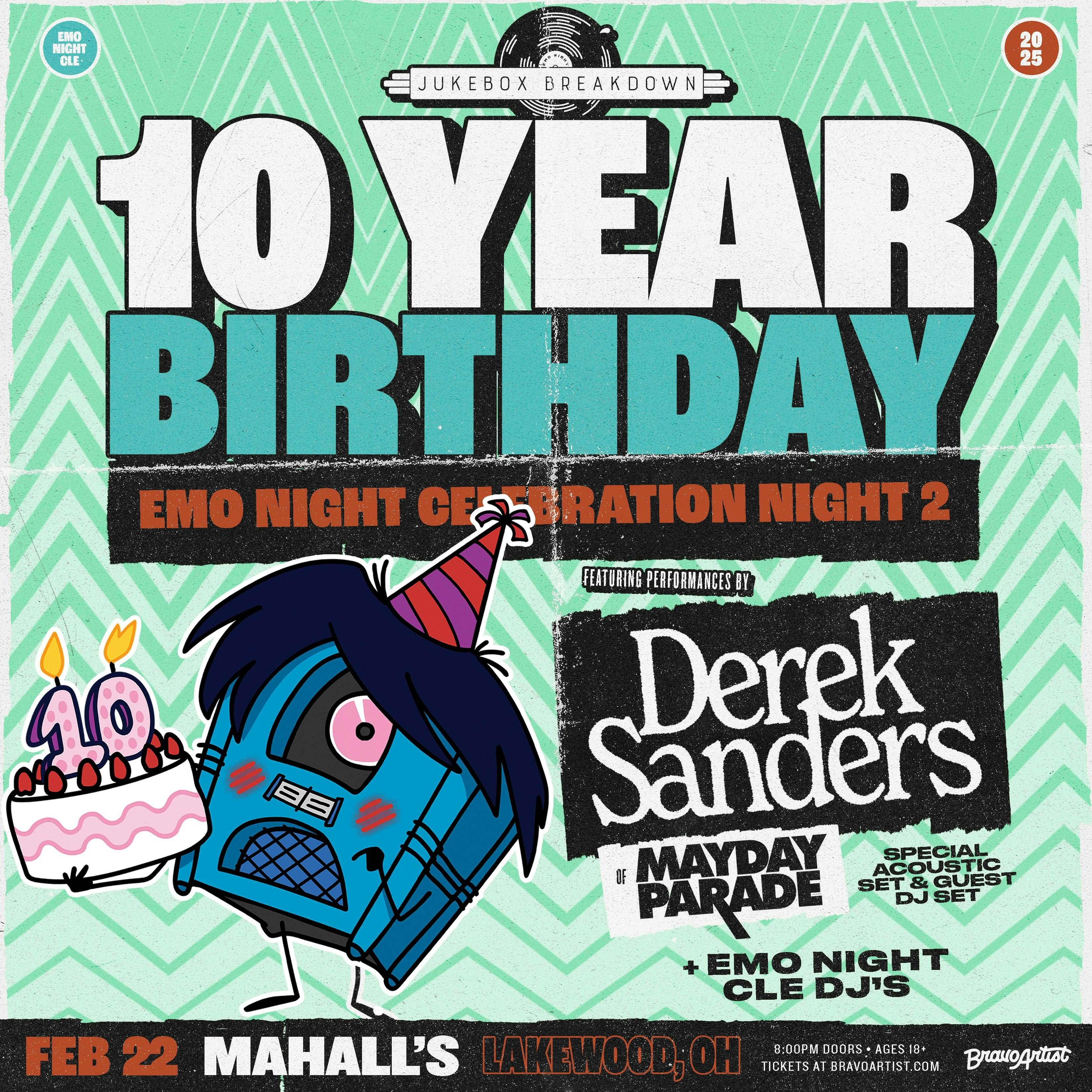 Emo Night CLE 10 year bday party night 2 w/ Derek Sanders of Mayday Parade