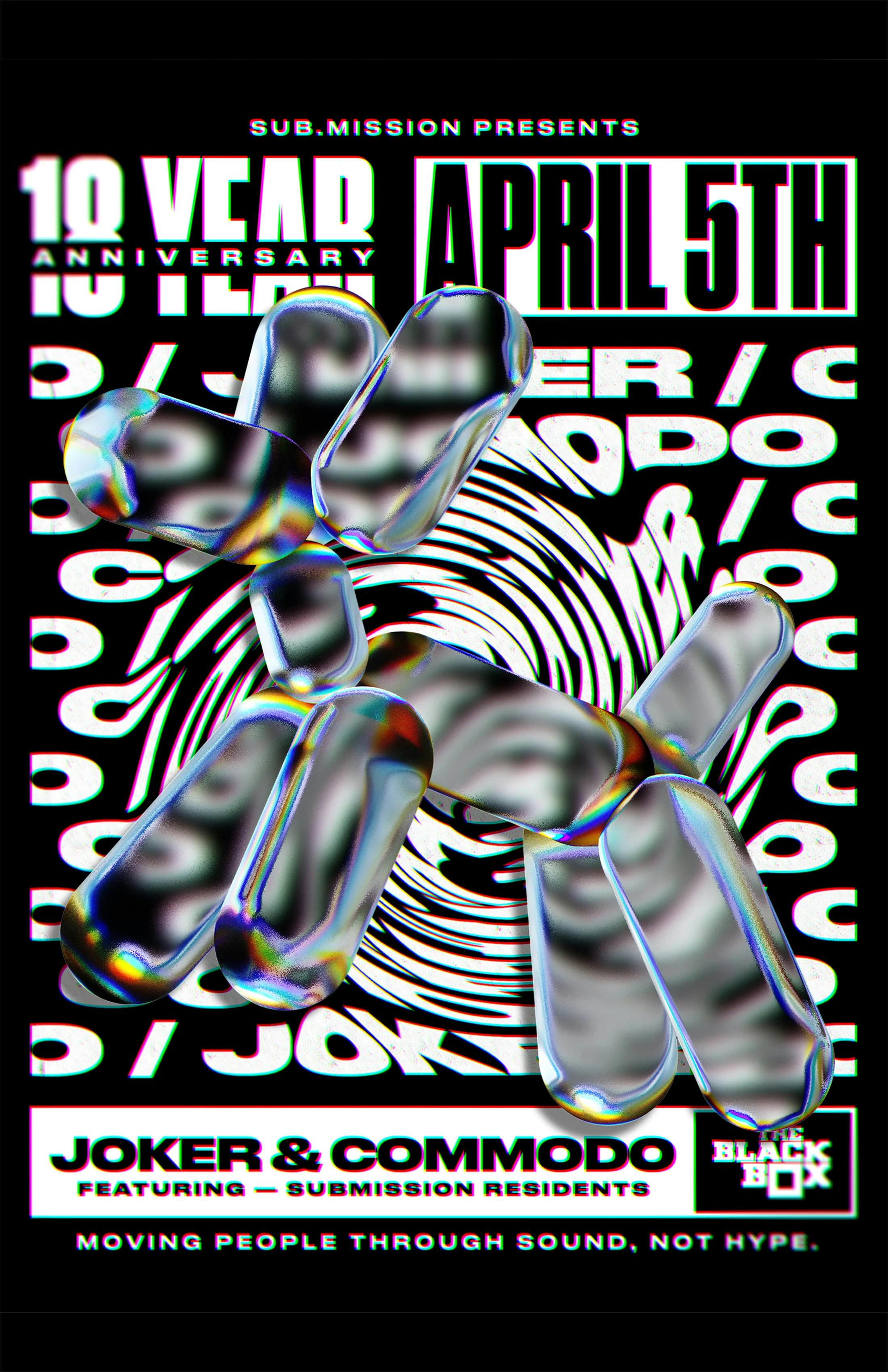 Sub.mission 18 Year Anniversary: Joker & Commodo w/ Sub.mission Residents at The Black Box - Saturday, Apr 5 2025 | Discotech