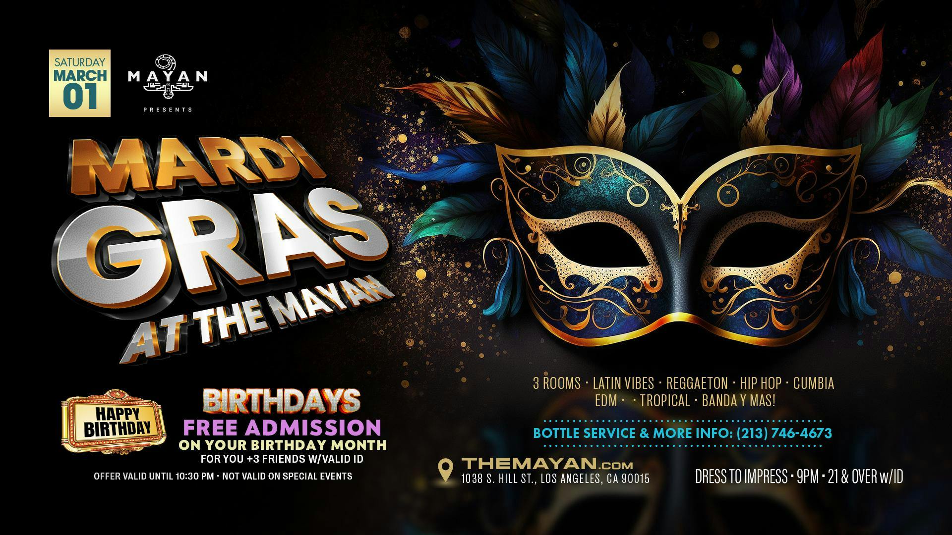 Mardi Gras! @ The Mayan DTLA - The Hottest Nightclub in LA at The Mayan Theater - Saturday, Mar 1 2025 | Discotech