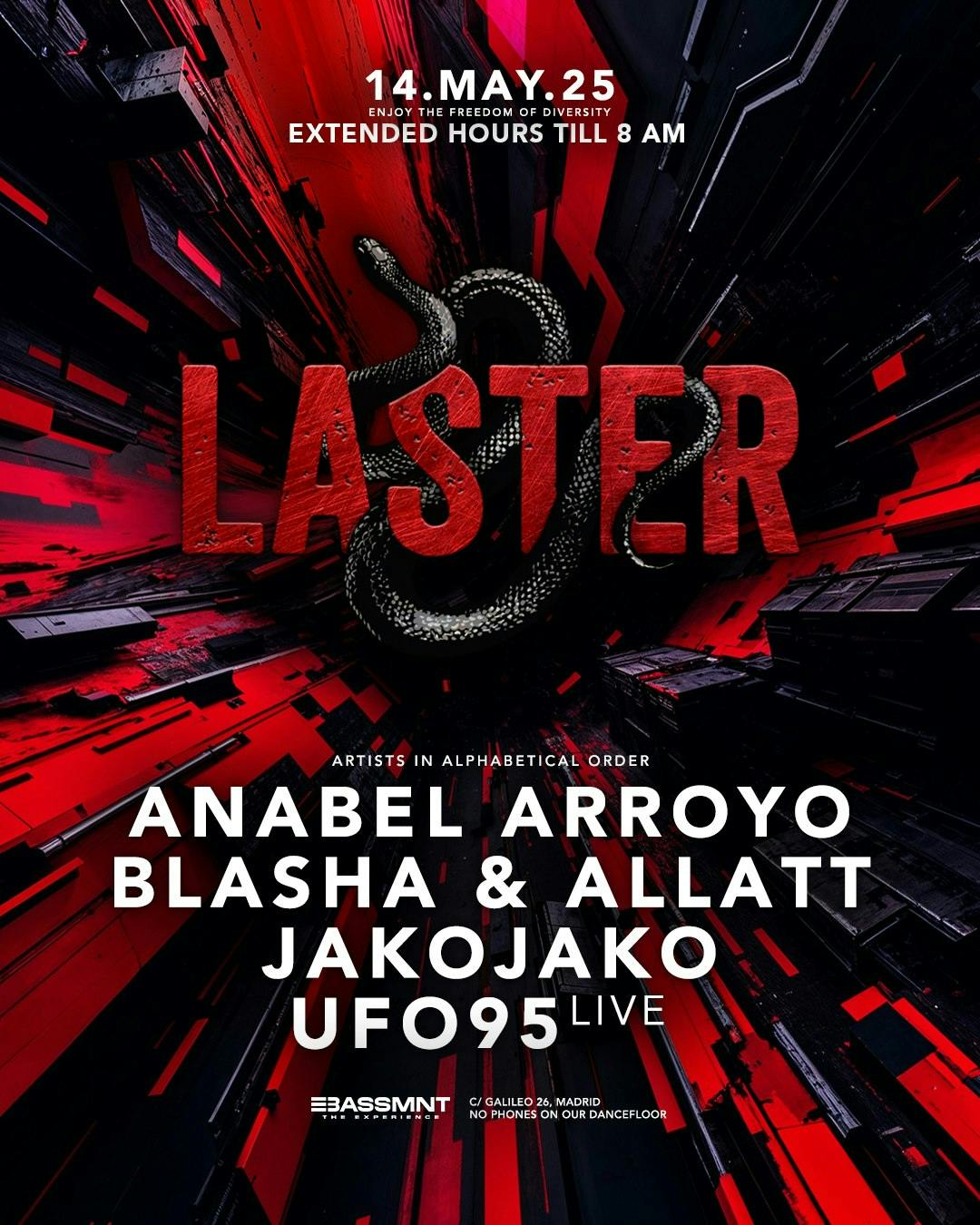 Laster Club Vol. Lxxxi with Anabel Arroyo, Blasha & Allatt, Jakojako & Ufo95 Live [Extended Hours Till 8am]