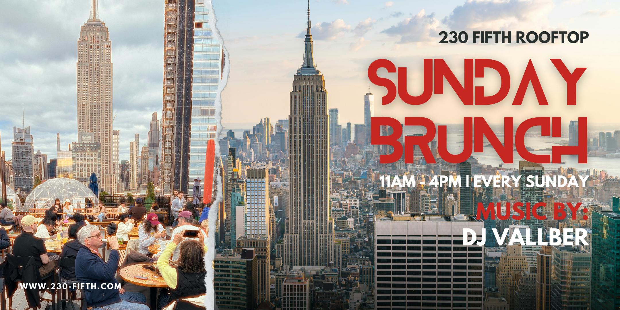 Sunday Rooftop Brunch/ Sunset at 230 Fifth Rooftop - Sunday, Apr 20 2025 | Discotech