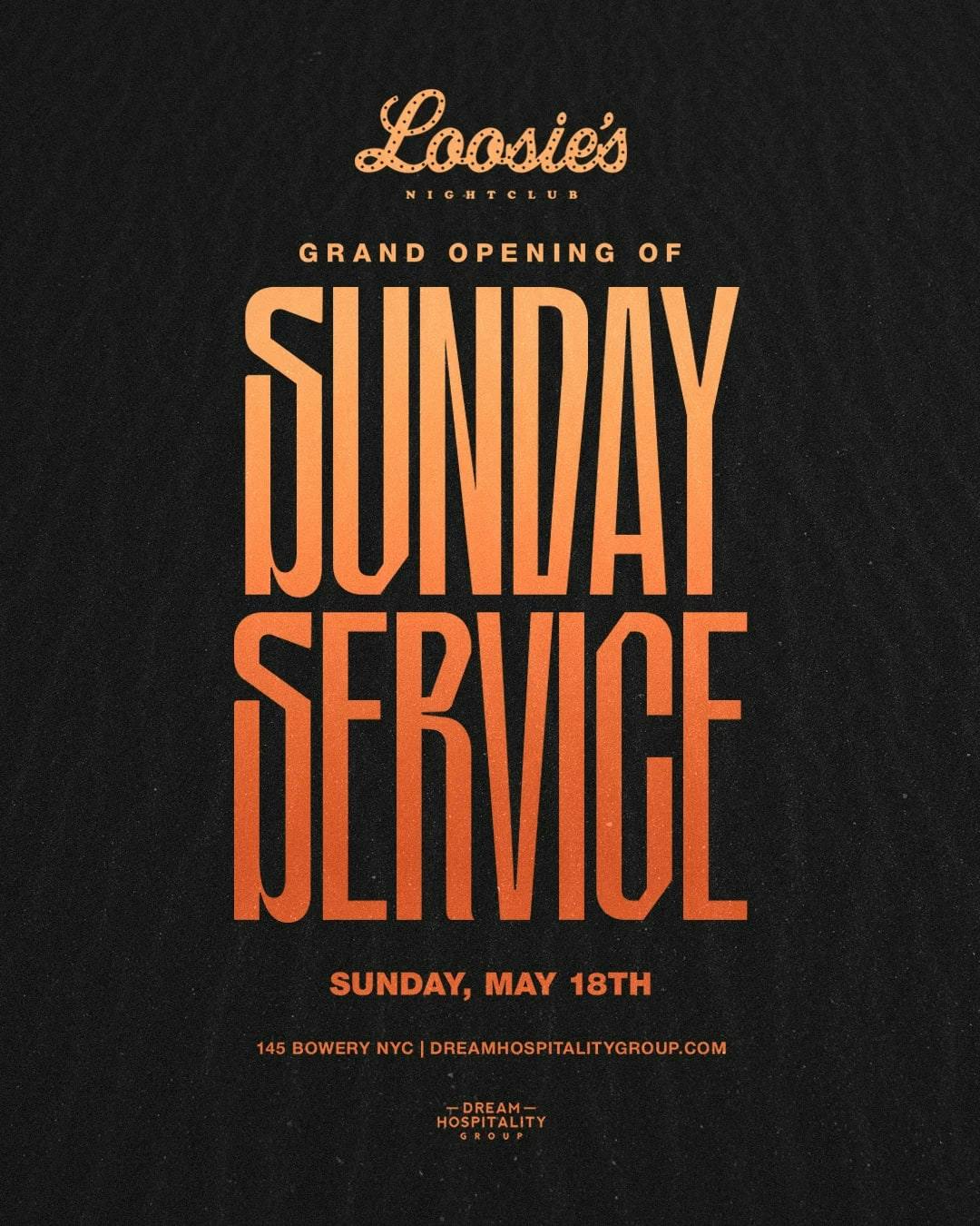 Sunday Service @ Loosie's Nyc at Loosie's - Sunday, May 18 2025 | Discotech