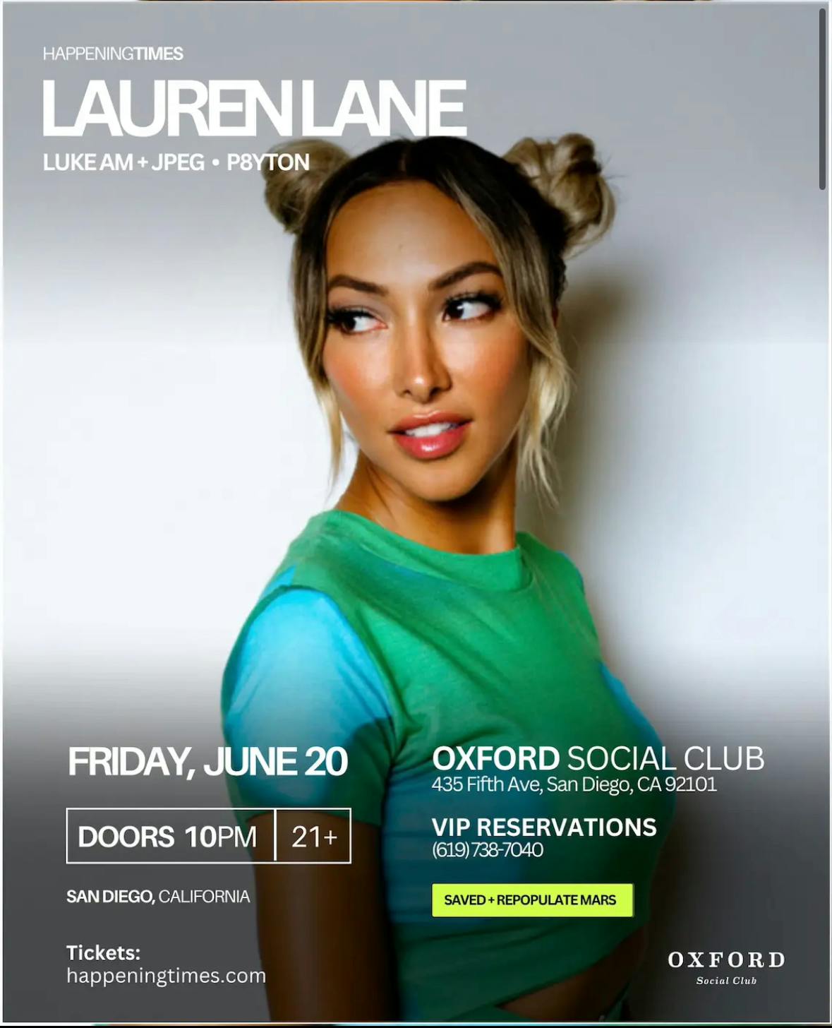Happening Times Presents LAUREN LANE