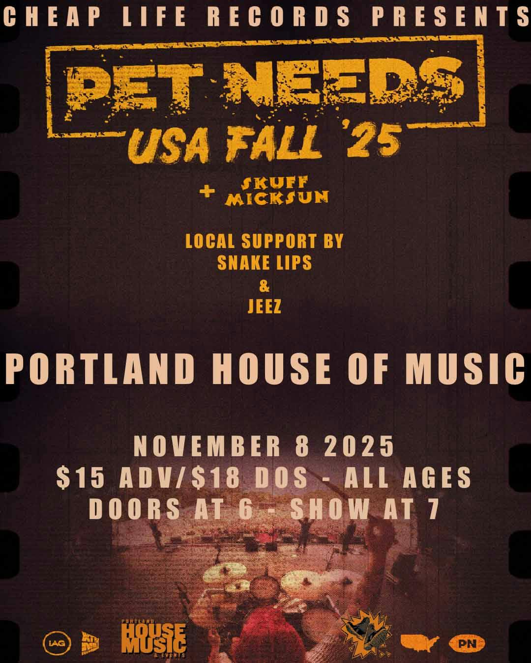 Cheap Life Records Presents: Pet Needs w/ Skuff Micksun, Snake Lips, Jeez