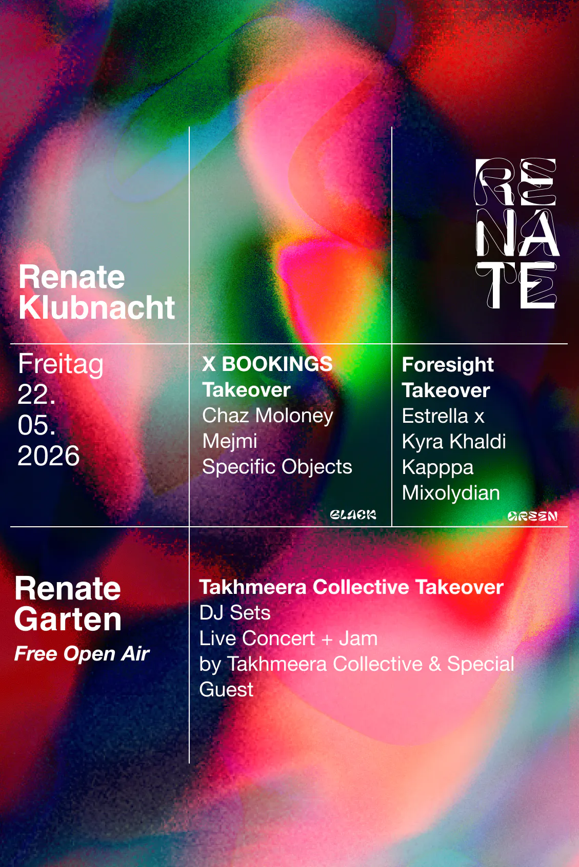 Renate Klubnacht & Free Open Air w/ Foresight & X-Bookings