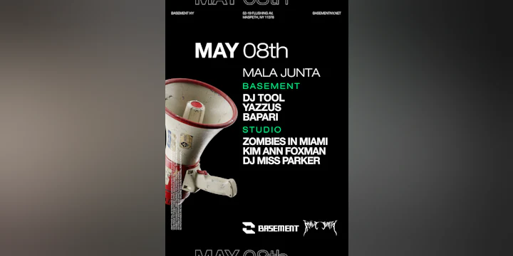 Mala Junta: DJ TOOL / Yazzus / Bapari / Zombies In Miami / Kim Ann Foxman / DJ Miss Parker