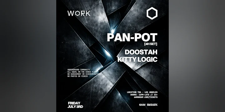 WORK presents: Pan-Pot, DOOSTAH, & Kitty Logic