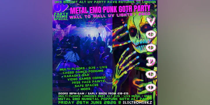 VoODOO ★ LoNDON Metal Emo Punk UV Rave Party 2026
