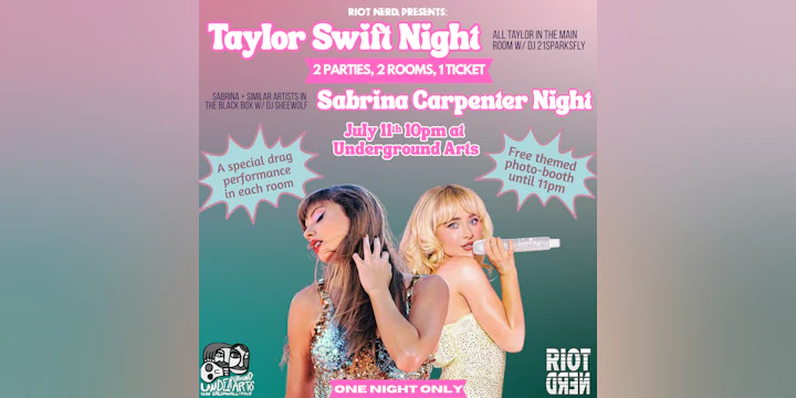 Taylor Swift + Sabrina Carpenter Night - 2 Parties, 2 Rooms, 1 Ticket