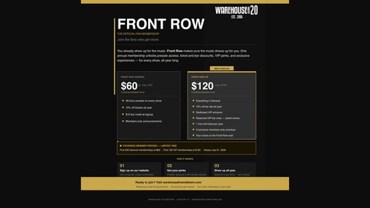 Front Row Membership 2026-2027