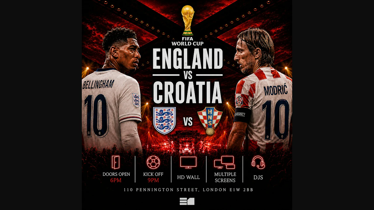 England vs Croatia - Game on. Party after