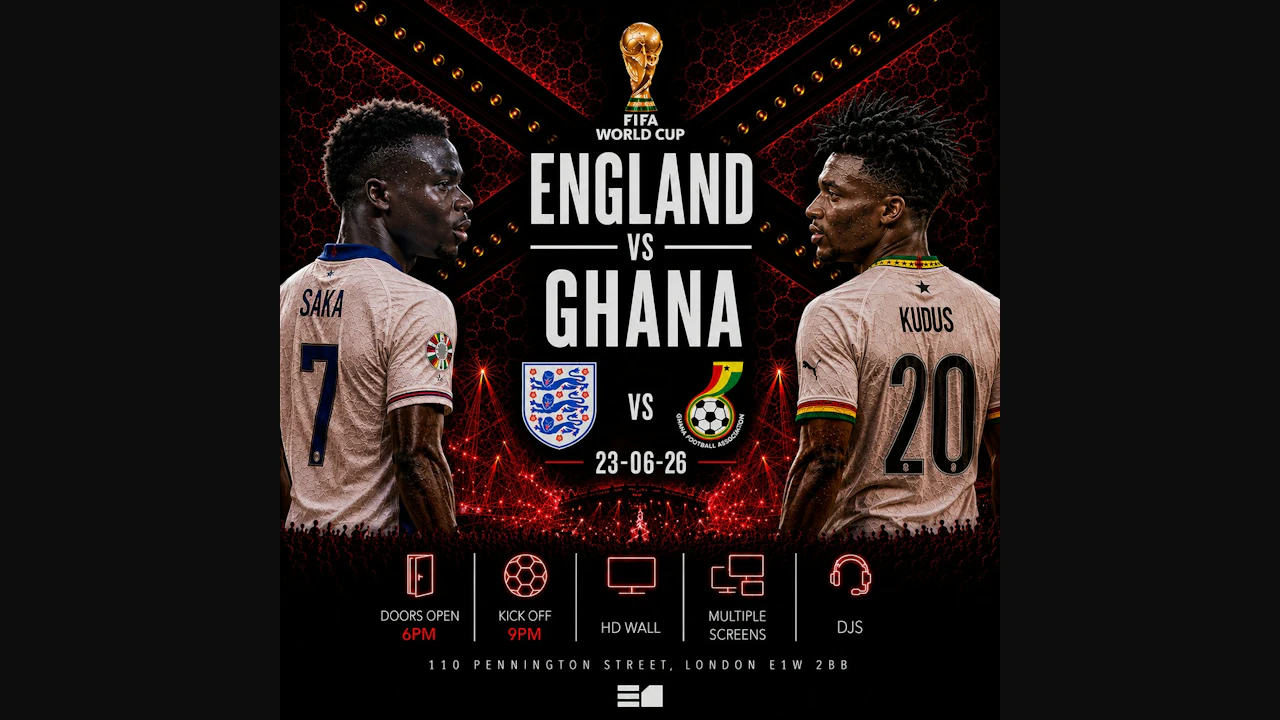 England and Ghana - Game on. Party after