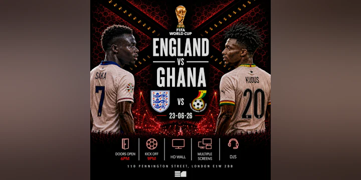 England and Ghana - Game on. Party after