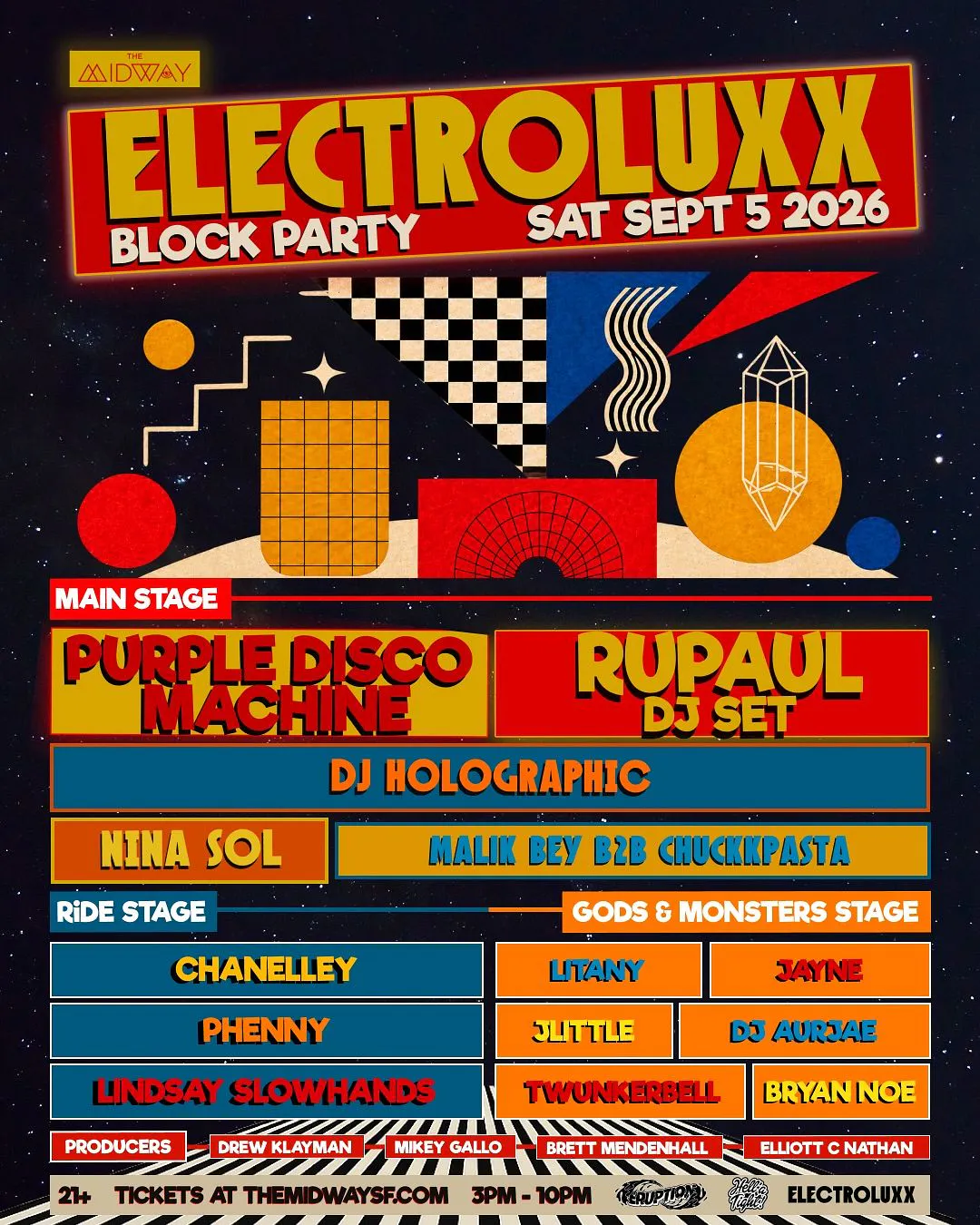 Electroluxx Block Party: Purple Disco Machine, RuPaul + MORE