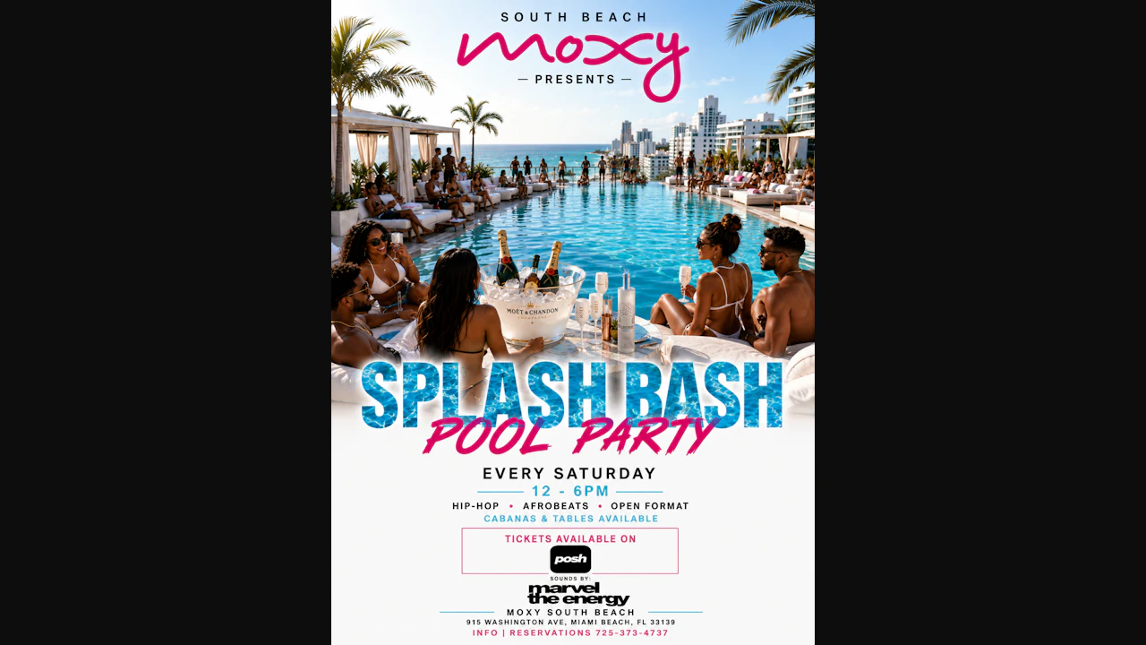 Splash Bash Pool Party Saturdays @ Moxy South Beach