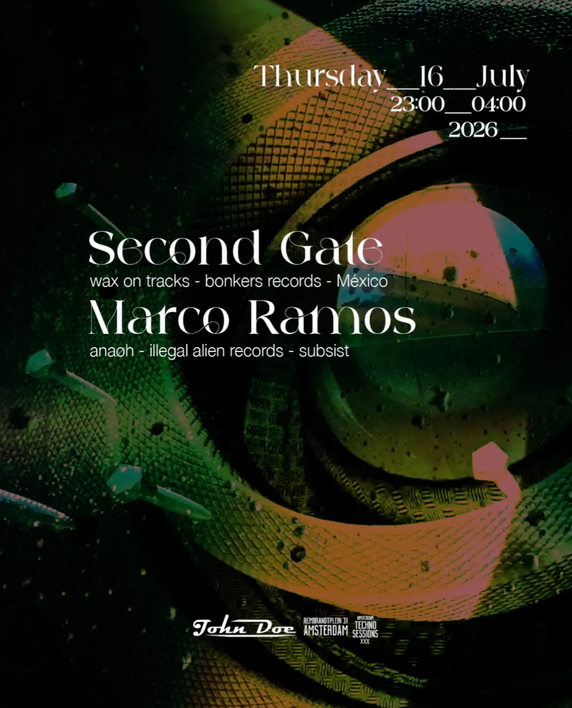 Amsterdam Techno Sessions with Second Gate - MEX & Marco Ramos