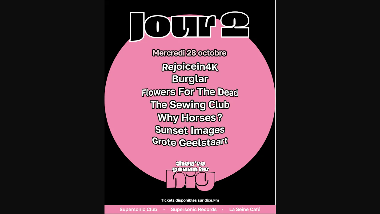 TGBB fest : Rejoincein4K + Burglar + Flowers For The Dead + The Sewing Club + Why Horses? + Sunset Images + Grote Geelstaart