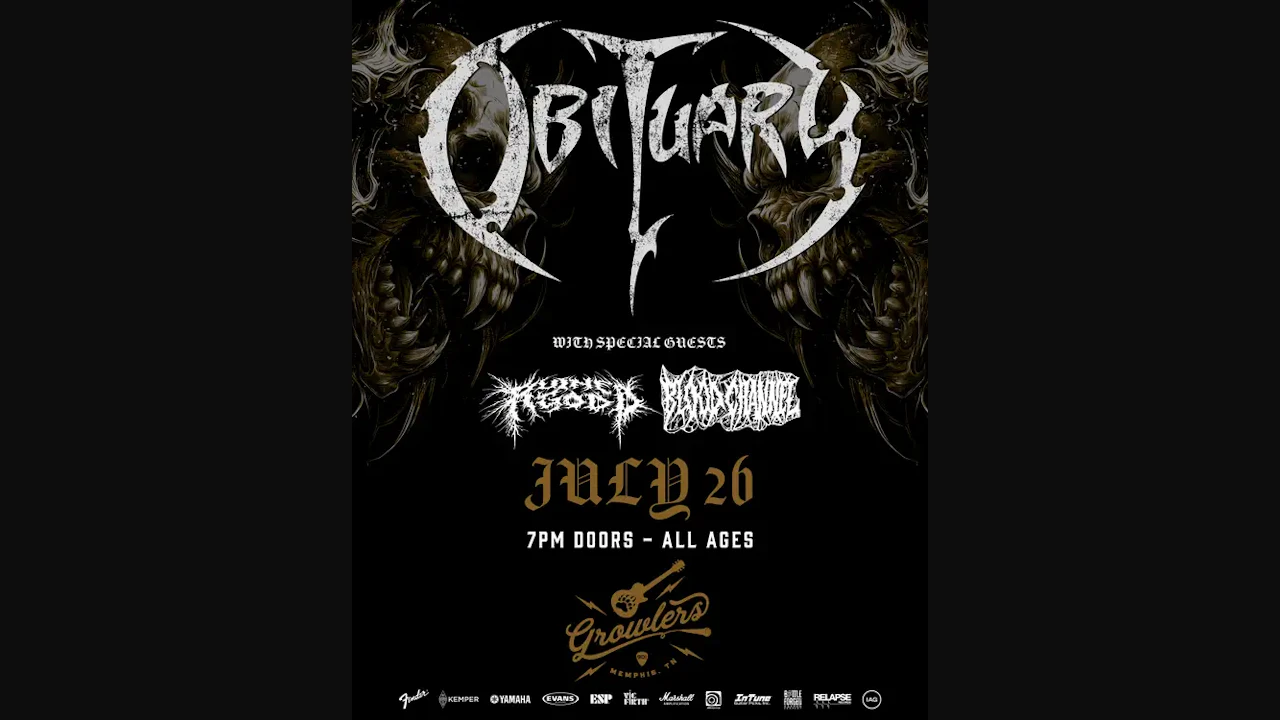 Obituary w/ Ruined God & Blood Channel at Growlers Memphis