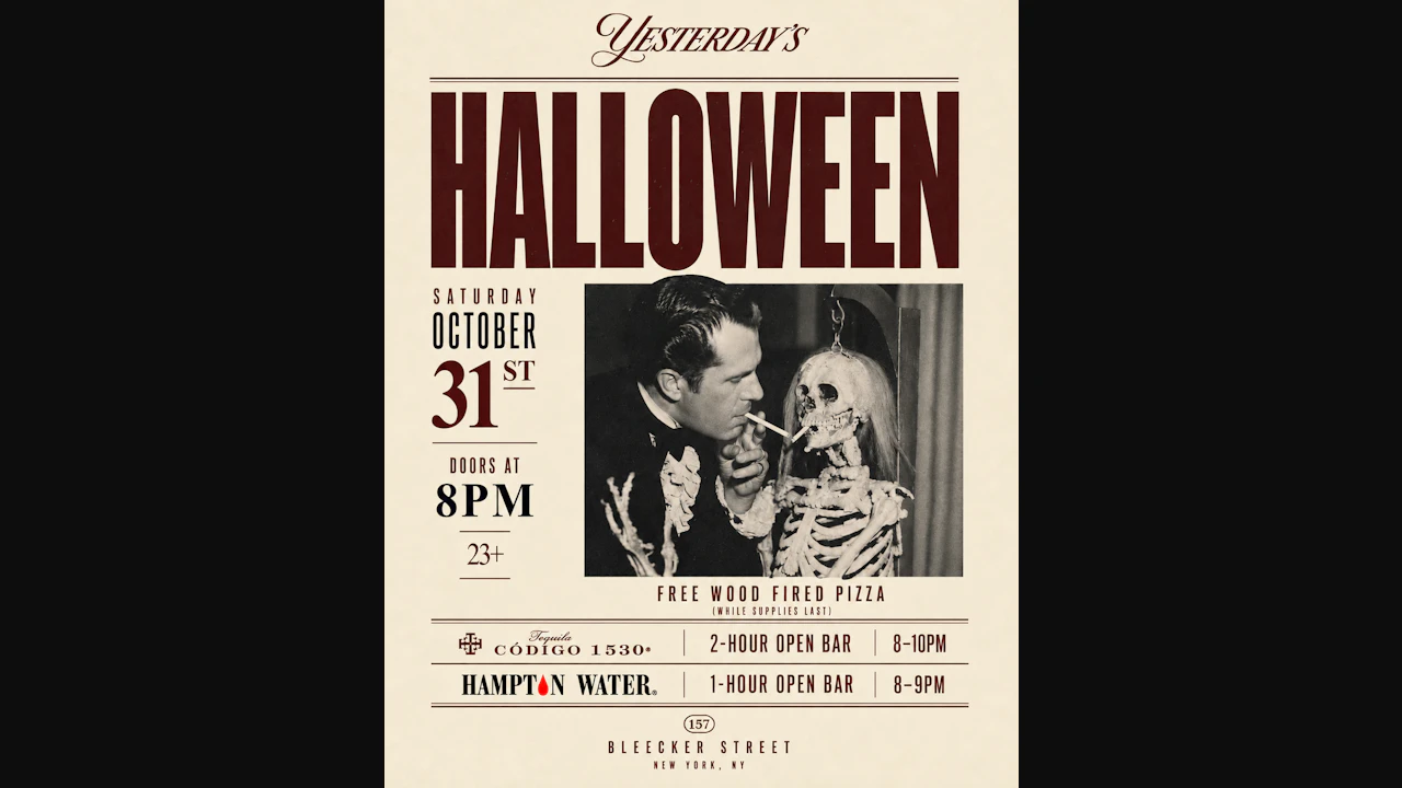 Yesterday’s Halloween: Tequila & Rosé Open Bar & Pizza — Oct 31