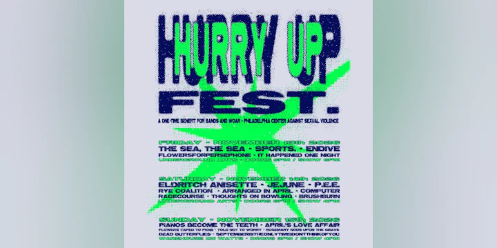 Hurry Up Fest: A One-Time Benefit for Bands and WOAR - Philadelphia Center Against Sexual Violence