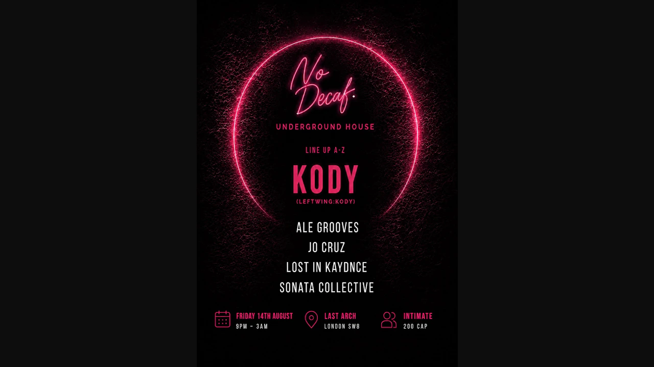 NO DECAF w/ KODY (Leftwing:Kody) | Funktion-one sound system | Underground House