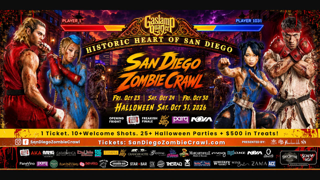 2026 San Diego Zombie Crawl | 2 Halloween Weekends: Oct 23, 24, 30, 31!