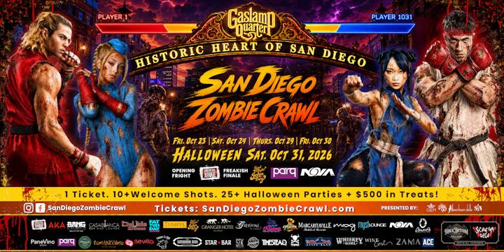 2026 San Diego Zombie Crawl | 2 Halloween Weekends: Oct 23, 24, 29, 30, 31