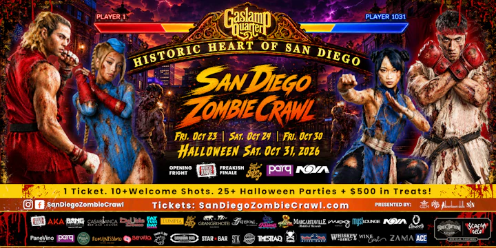 2026 San Diego Zombie Crawl | 2 Halloween Weekends: Oct 23, 24, 30, 31!