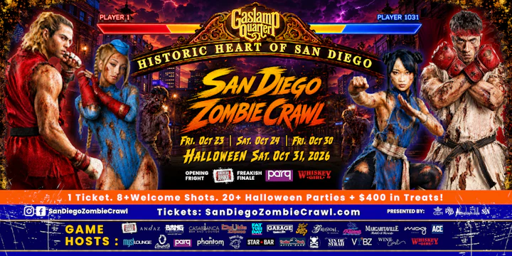 2026 San Diego Zombie Crawl | 2 Halloween Weekends: Oct 23, 24, 30 + 31!