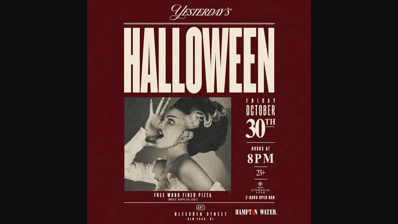 Yesterday’s Halloween: Tequila Open Bar & Pizza — Oct 30