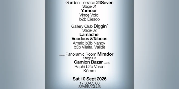Alta Fidelidad 3D x Diggin' x Mirador x 24seven - 3 stages experience - 17:30-03:00