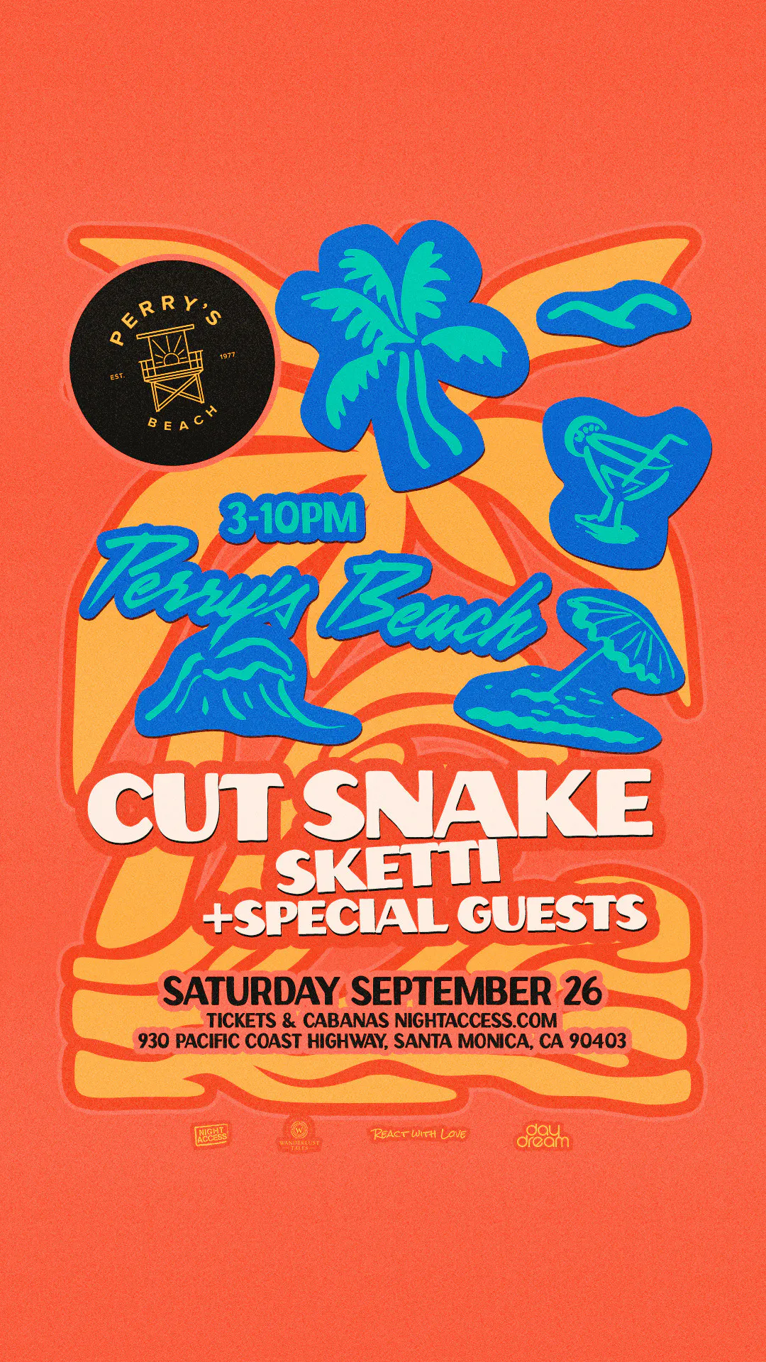 CUT SNAKE • SKETTI + SPECIAL GUESTS | Perry’s Beach Club • Santa Monica Beach Sat, Sep 26th