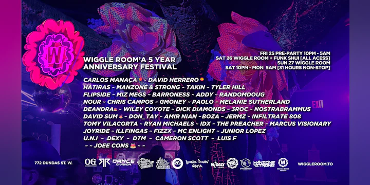 Wiggle Room's 5 Year Anniversary Festival (Pre Party + 31-Hour Main Event)