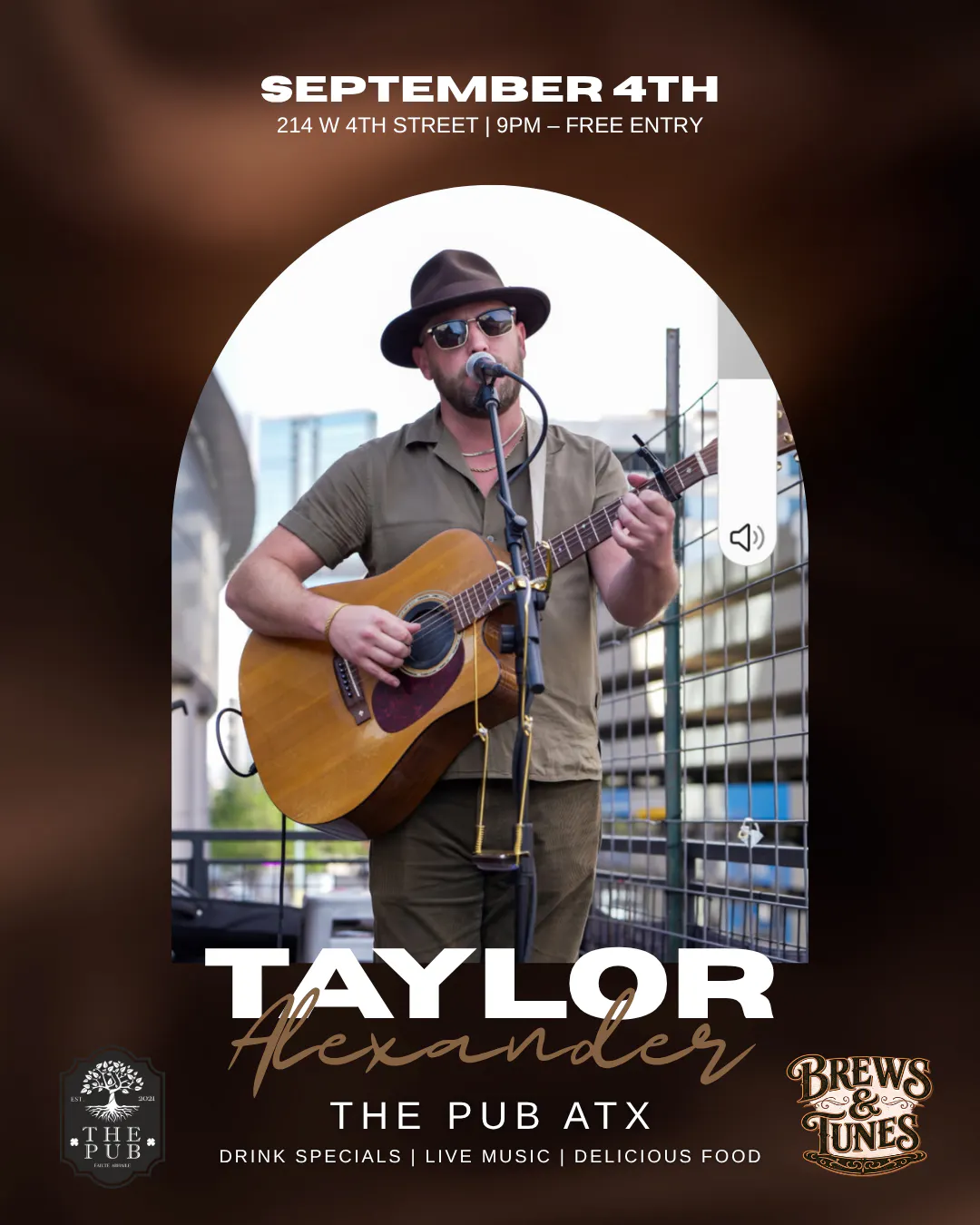 Brews & Tunes: Taylor Alexander At The Pub ATX 09/04