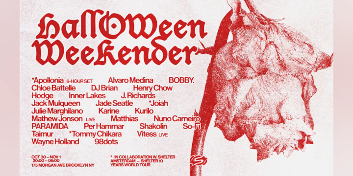 Halloween Weekender:Apollonia, PARAMIDA, Mathew Jonson+more