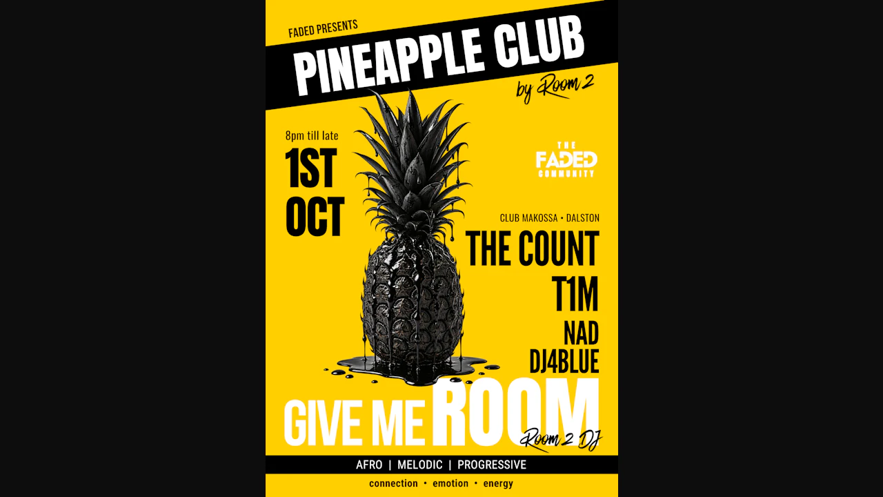 Pineapple Club by Room2 – Afro & Progressive House B2B (FREE ENTRY)