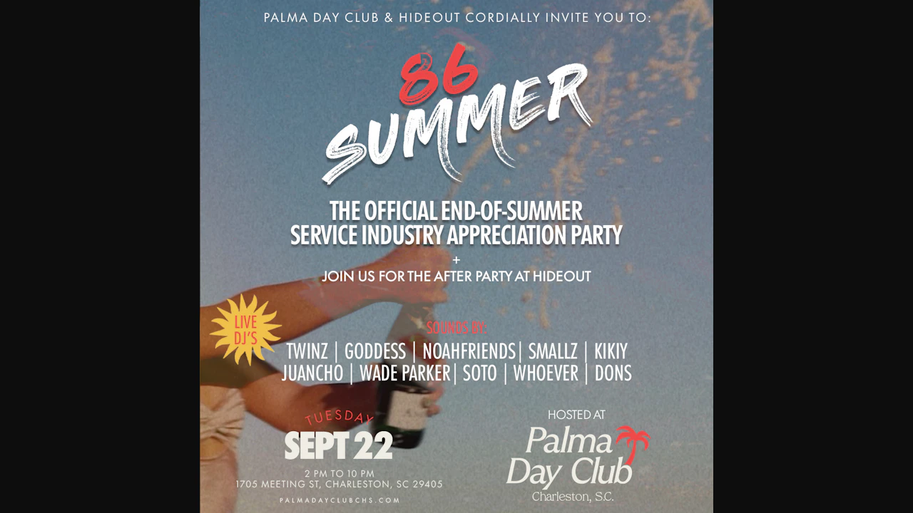 86 Summer - The Official End-of-Summer Service Industry Appreciation Party