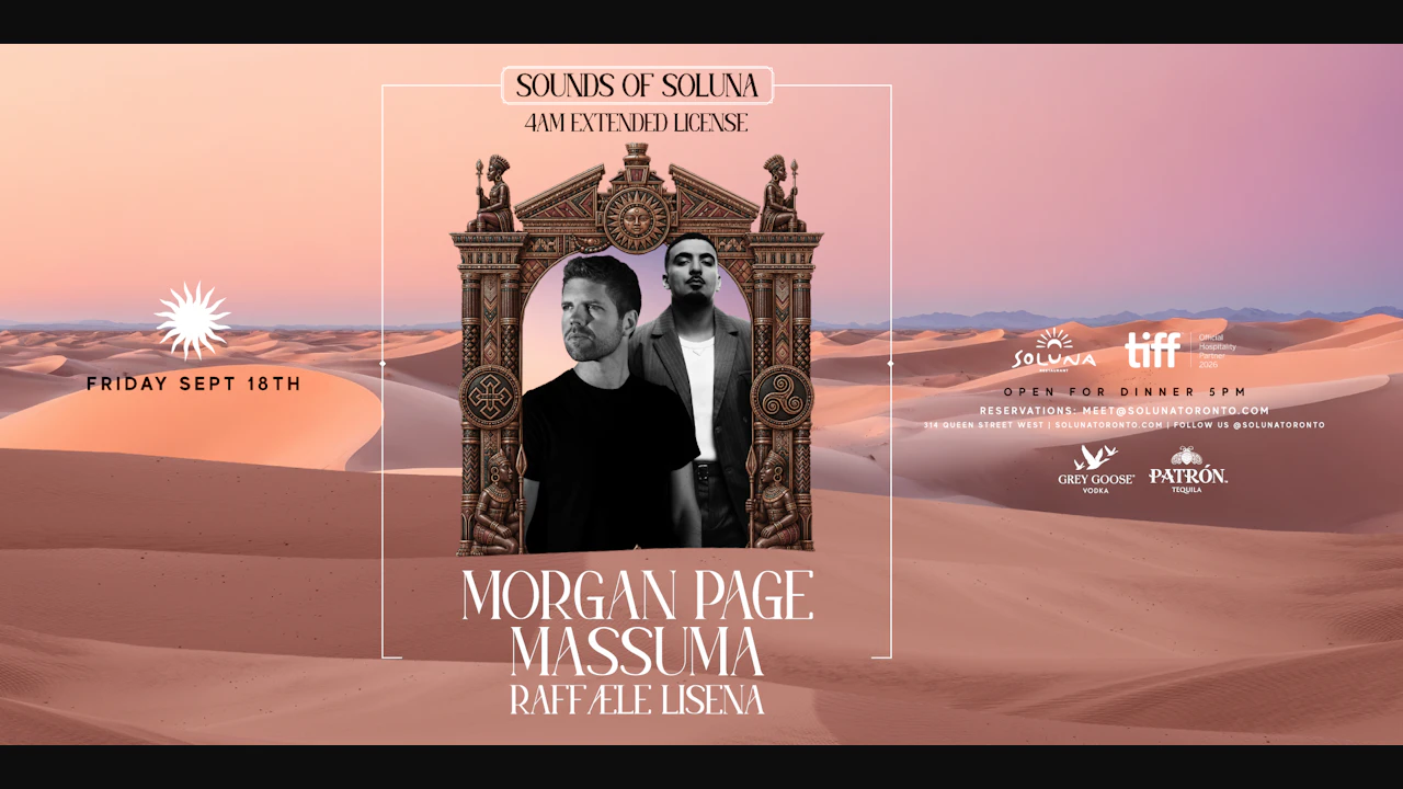 Morgan Page and Massuma - Friday Sept 18th - TIFF Edition