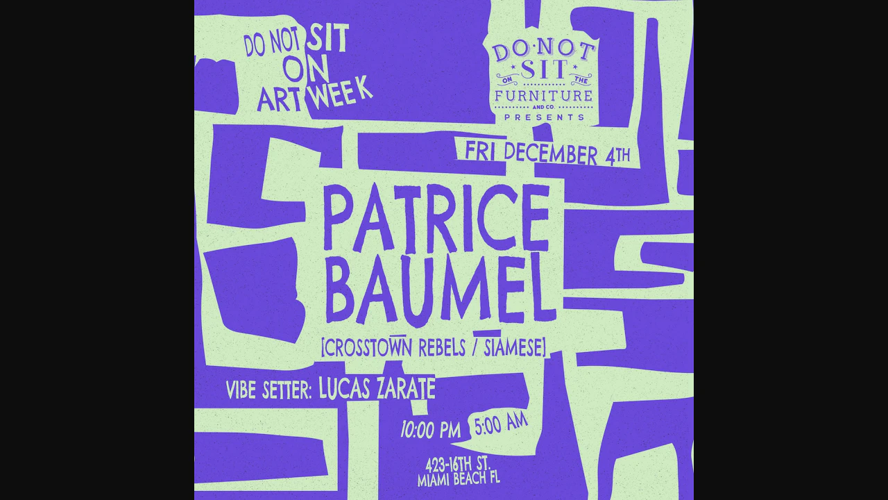 Do Not Sit on Art Week : Patrice Baumel