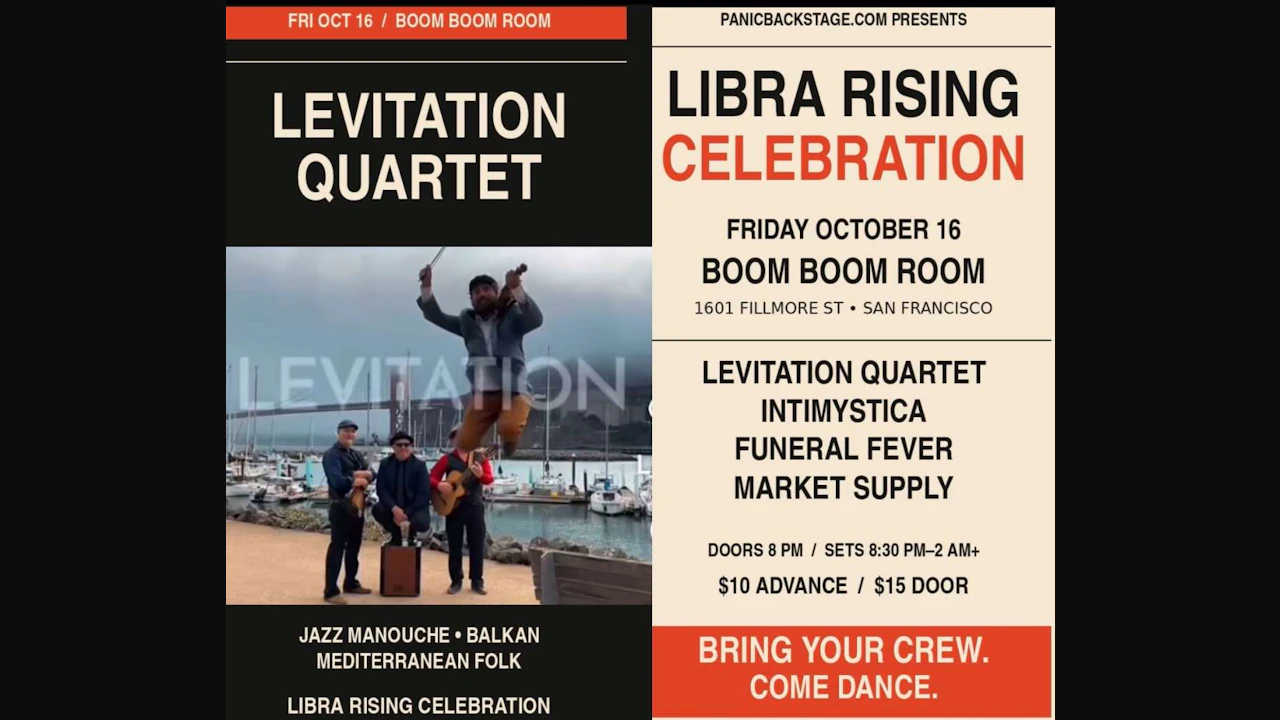 Levitation Orchestra Quartet & Intimystica, Funeral Fever, Market Supply, Libra