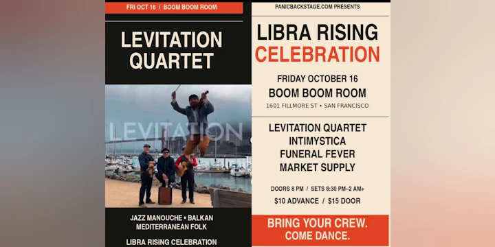 Levitation Orchestra Quartet & Intimystica, Funeral Fever, Market Supply, Libra