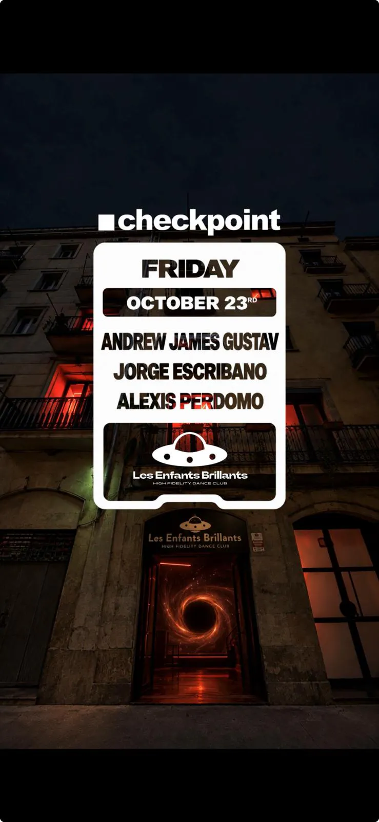 ■ Checkpoint pres. Andrew James Gustav, Jorge Escribano, Alexis Perdomo