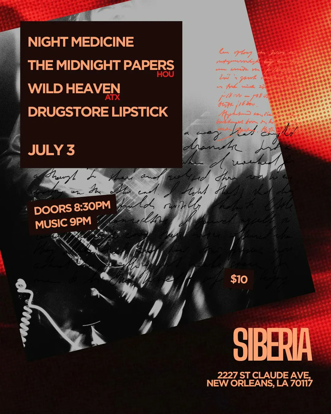 Night Medicine with The Midnight Papers, Wild Heaven, and Drugstore Lipstick