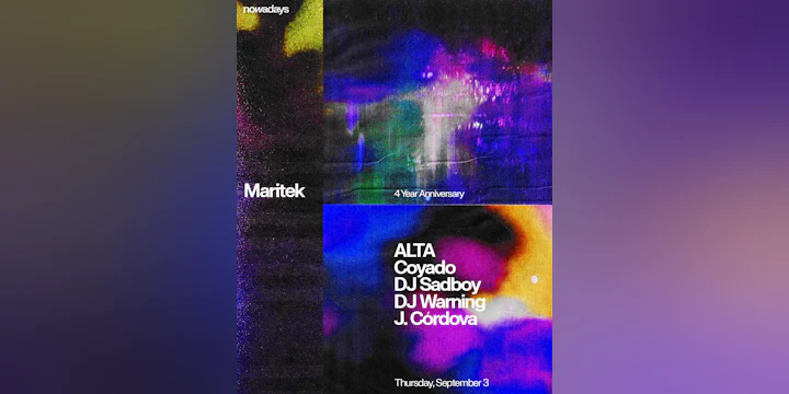 Maritek: 4 Year Anniversary with ALTA, Coyado, DJ Sadboy, Dj Warning, J. Córdova