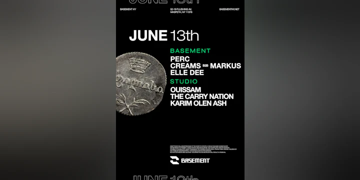 Perc / Creams b2b Markus / Elle Dee / Ouissam / The Carry Nation / Karim Olen Ash