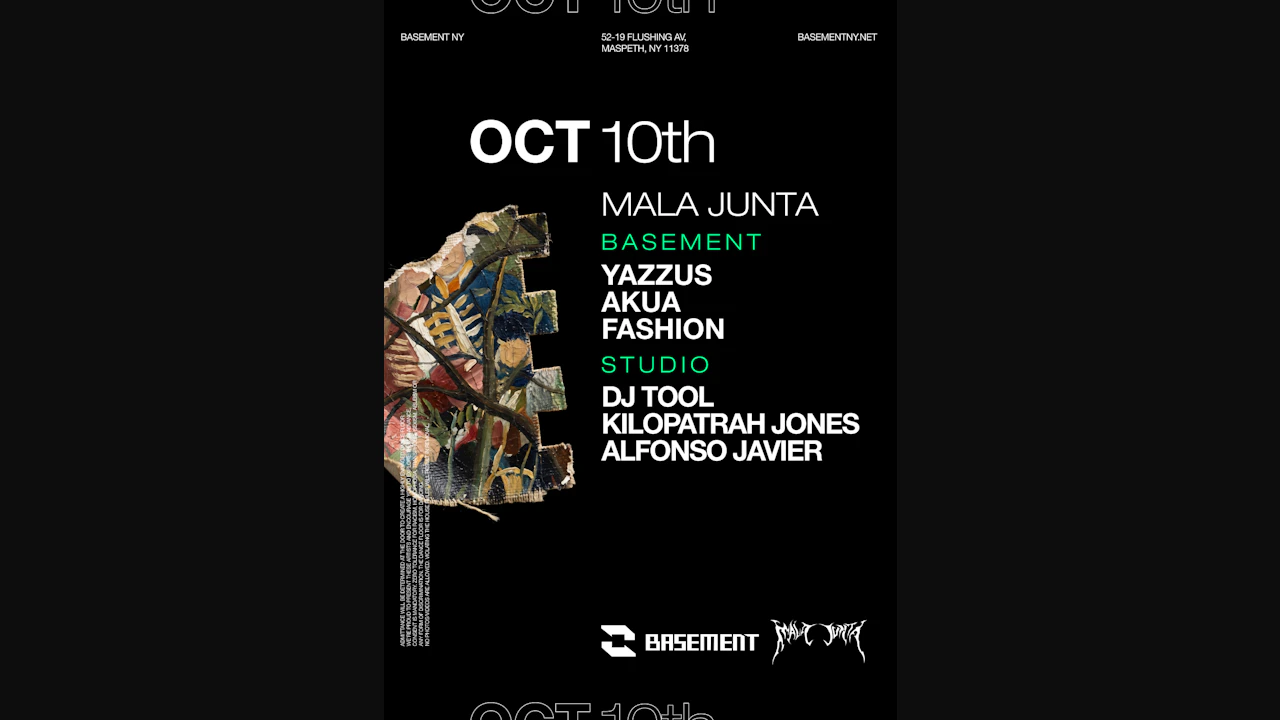 Mala Junta: Yazzus / Akua / FASHION / DJ TOOL / Kilopatrah Jones / Alfonso Javier