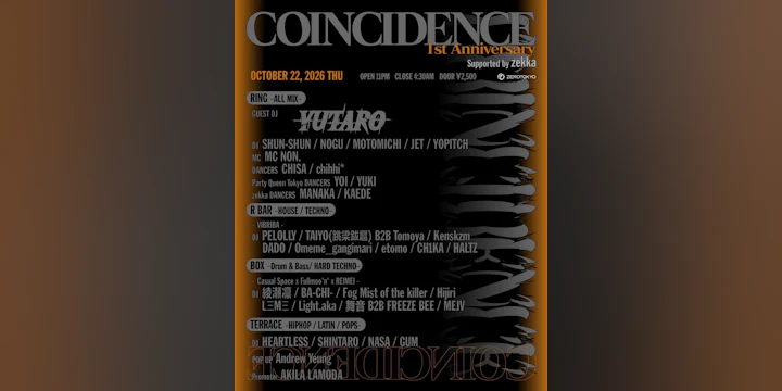 Coincidence - 1st Anniversary - Supported By Zekka - All Mix / House / Techno / Drum&bass -